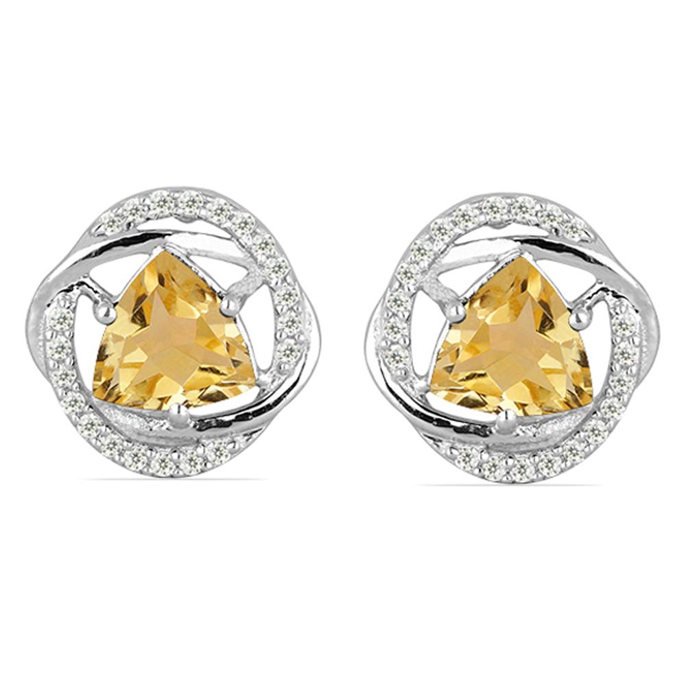 2.78ct Trillion Citrine 925 S.Silver Earrings (1 of 2)