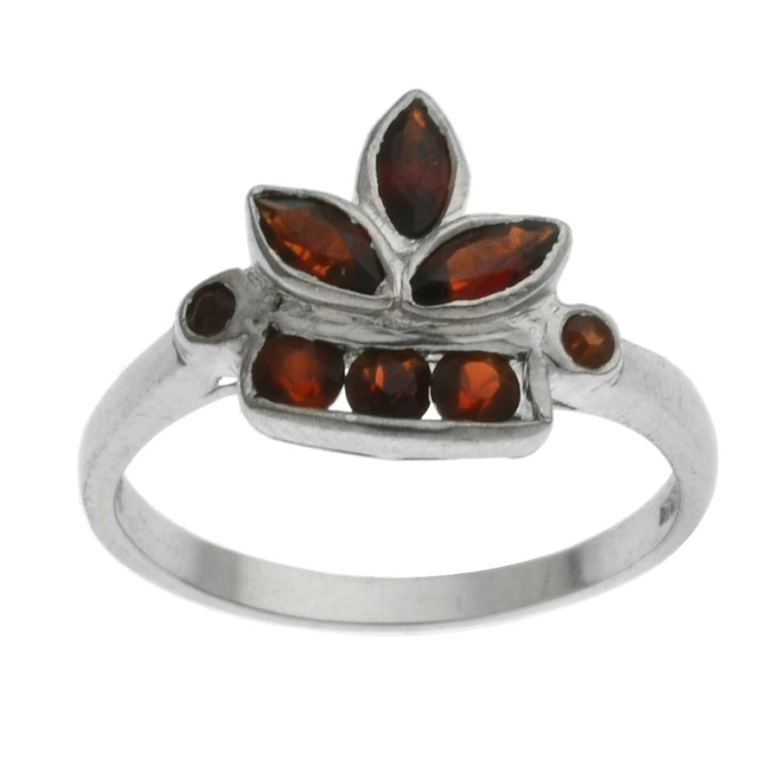 Sterling Flower Cluster Garnet Ring Size 6.5 (1 of 2)