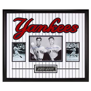 Joe DiMaggio & Mickey Mantle Yankee Greats Signed: Celebrate two of the greatest all-time players in Yankee history with this brand new, limited edition, Joe DiMaggio and Mickey Mantle framed autographs. For only one season (1951) these two