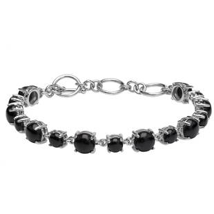 Sterling Silver Colorado Black Moon Line Bracelet: Crafted in 925 Sterling Silver brilliant stations of Genuine Colorado Black Jade appear in two sizes and alternate across your wrist until they reach the toggle clasp, which has three jump rings so