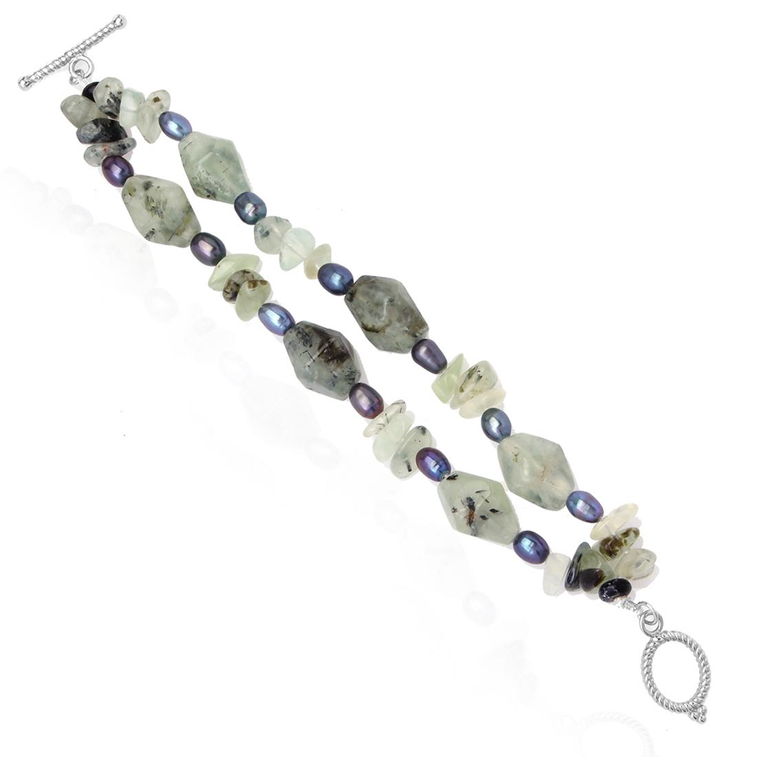 Pearl & Prehnite Two Strand Bracelet (1 of 2)