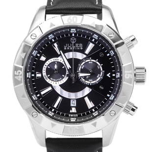 Jules Breting Icarus Men's Swiss Chronograph Watch: The big and bold 47 millimeter case exudes power with its size and heft. The incredible finishing of the entire watch elevates this design into a luxury level that isn't expected in this price range.