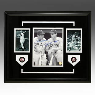 Williams & DiMaggio Baseball Legends Signed GFA: For 10 illustrious seasons, these two legends went head-to-head in direct competition, as they took the ruthless Red Sox vs Yankee rivalry to all new heights. By the time Ted Williams and Joe