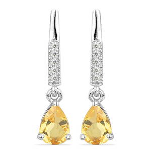 1.45ct PearCitrine 925 S.Silver Dangle Earrings: 5x7MM Pear Shape Yellow Citrine.Total Carat Weight is 1.45 Ct. Total Gram Weight is 2.19gms.