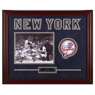 Joe DiMaggio New York Yankees 20x16 autograph GFA: Joltin' Joe patrolled center field with an unprecedented grace that left all privileged enough to see him play with memories to last a lifetime. Joe DiMaggio is perhaps best known for his