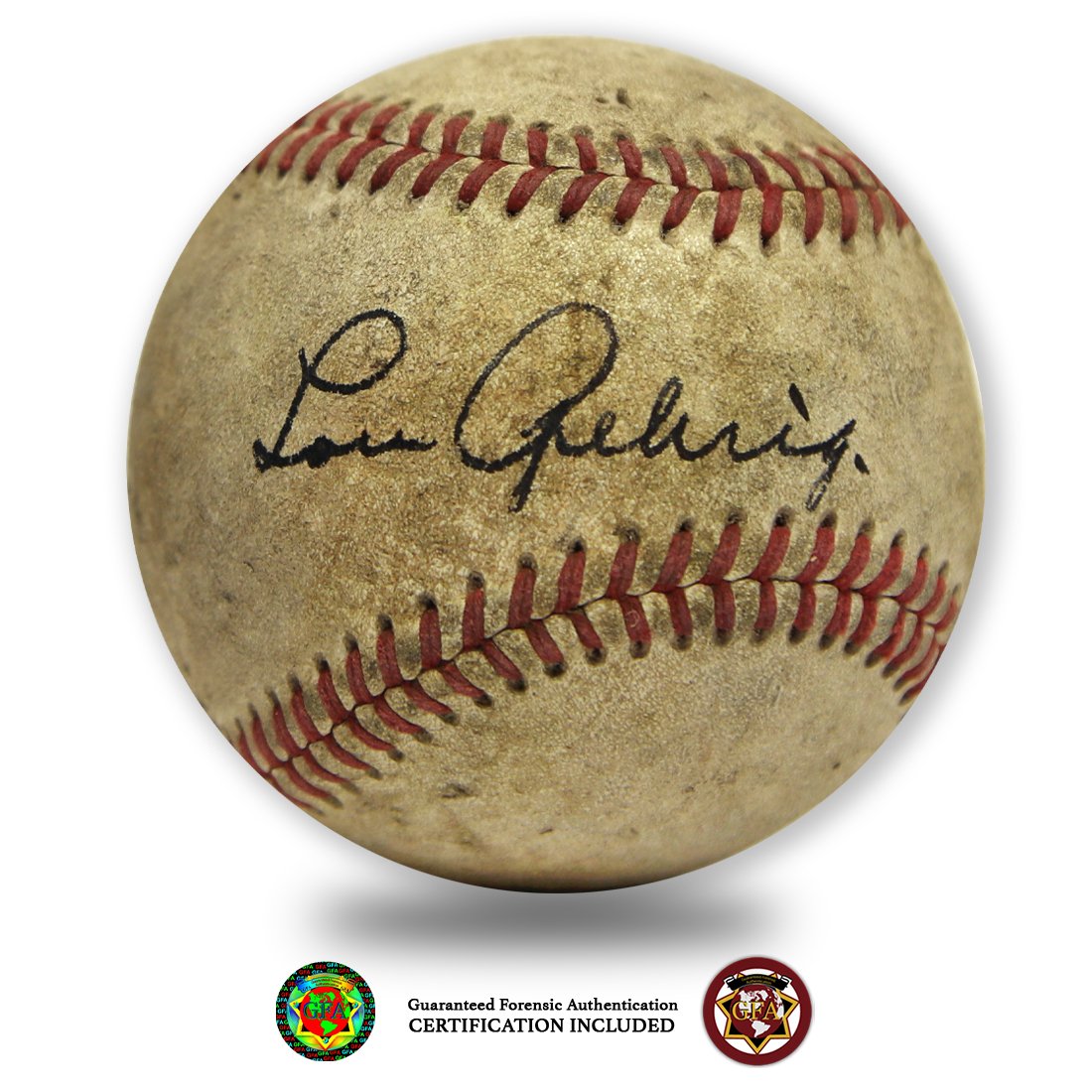 Lou Gehrig Signed Red Stiched Baseball: Lou Gehrig (June 19, 1903â€“June 2, 1941) Lou Gehrig signed red stitched baseball. Signed crisply and clearly in black ink across the sweet spot. A single signed Lou Gehrig baseball is almost as 
