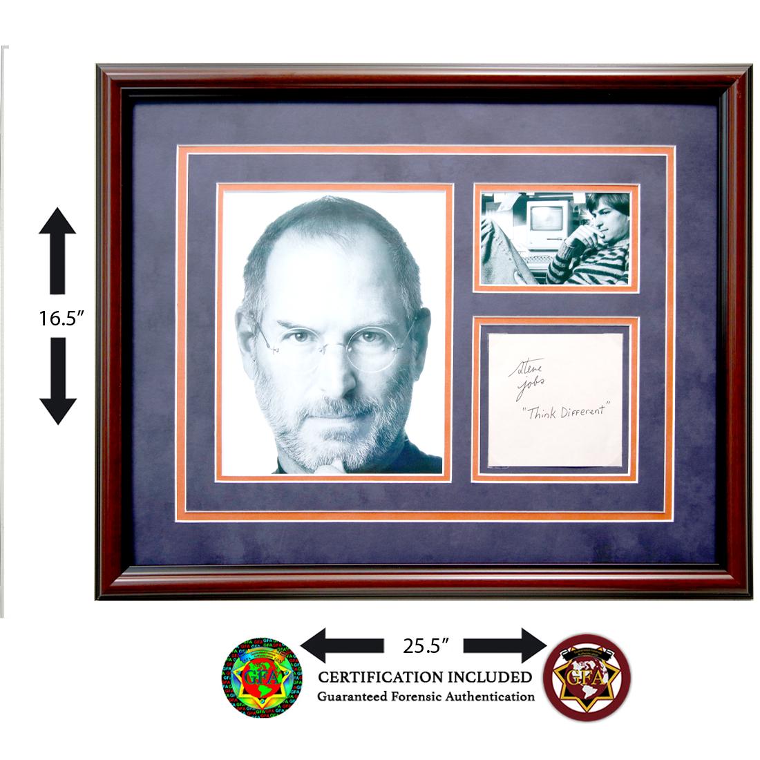 Steve Jobs Signed Autograph Page: Steven Jobs (February 24, 1955 – October 5, 2011), Steve Jobs signed autograph page. Clear and Crisp signature signed in black ink with inscription, “Think Different.” Steve Jobs was