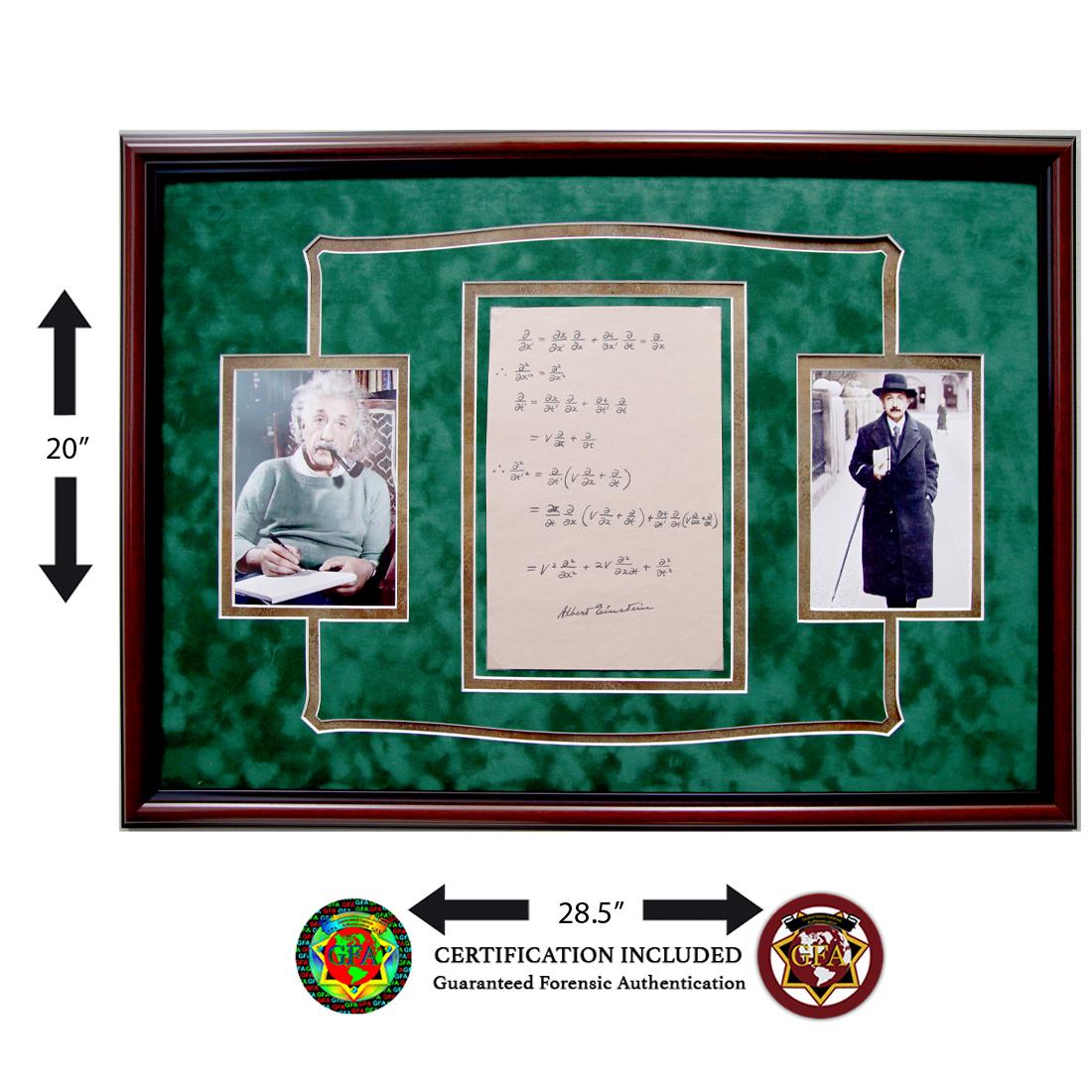 Albert Einstein Signed Handwritten Equation Sheet: Albert Einstein (1879 - 1955), signed Equation Page. A Boldly signed autograph in black ink of the Nobel Prize laureate, with his theory of kinetic energy. Albert Einstein was a German mathematician a