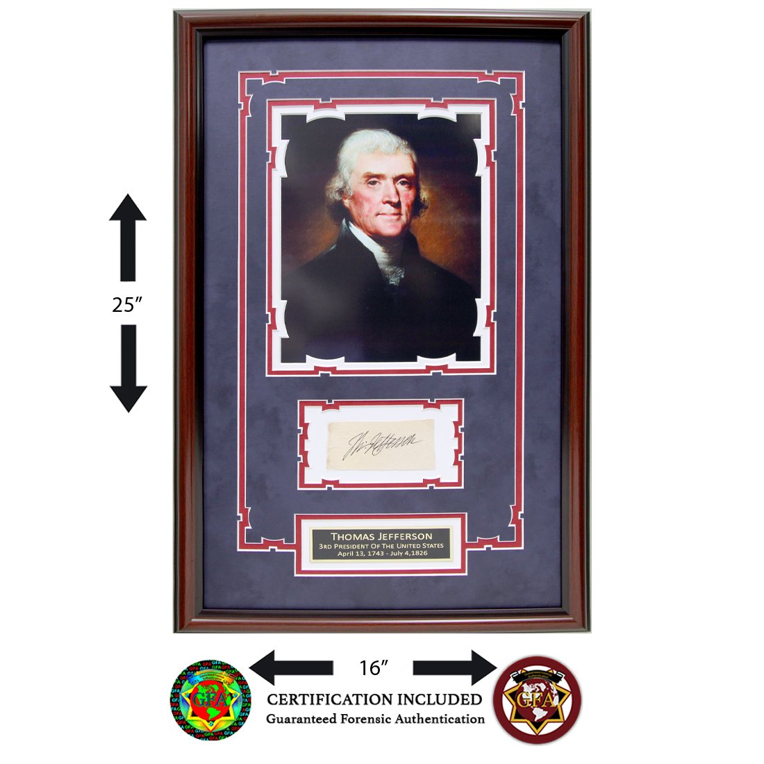 Thomas Jefferson Signed Cut: Thomas Jefferson (1743-1826) Clipped Signature. 2 x 4.5 cut slip ofpaper. Boldy signed in black ink. Paper shows evidence of aging with a yellowish brown color. Thomas Jefferson was the primary drafts