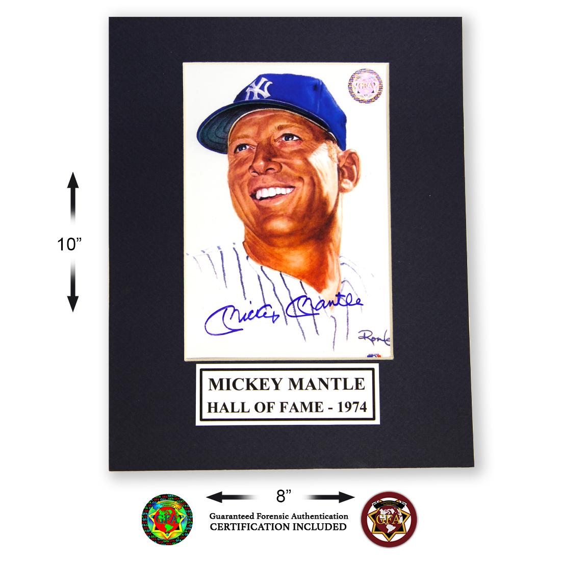 Mickey Mantle New York Yankees signed 5x7 Matted: Mickey Mantle (October 20, 1931 – August 13, 1995). One of the All-Time greats for the NY Yankees. A bold blue sharpie signature that contrasts perfectly with the 5 x 7 black and white photograp