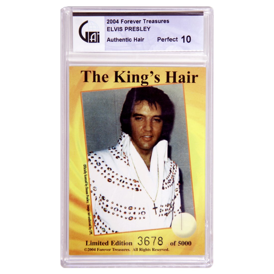 Elvis Presley - The King's Hair Graded Card: Elvis Presley (January 8, 1935 â€“ August 16, 1977). Limited Edtion of Elvis Presley Hair which was acquired from the April 2003 Mastro Net Auction Lot #583 and was originally obtained by Homer �