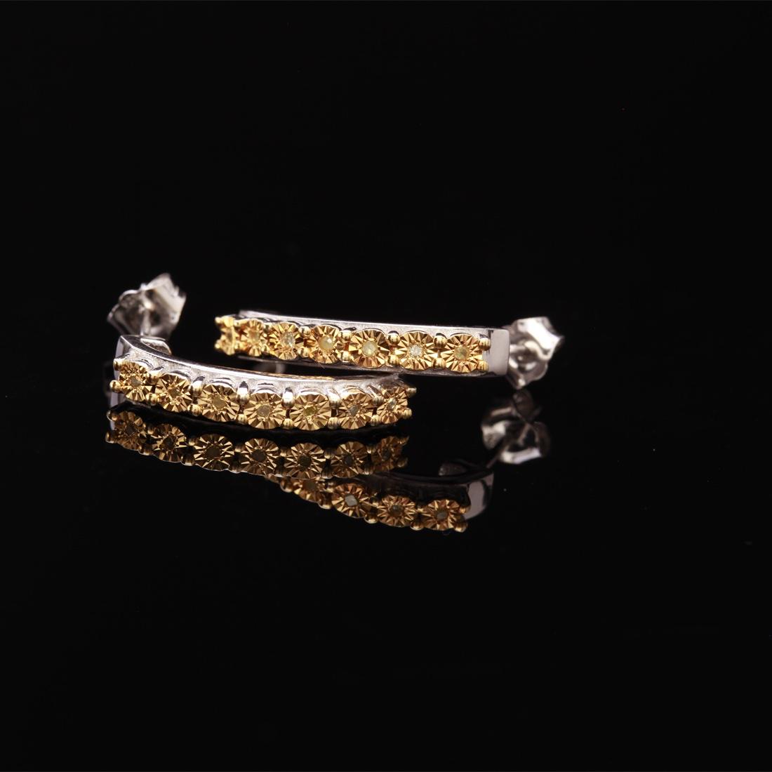 Yellow Diamond Two Tone Sterling Silver Earrings (1 of 1)
