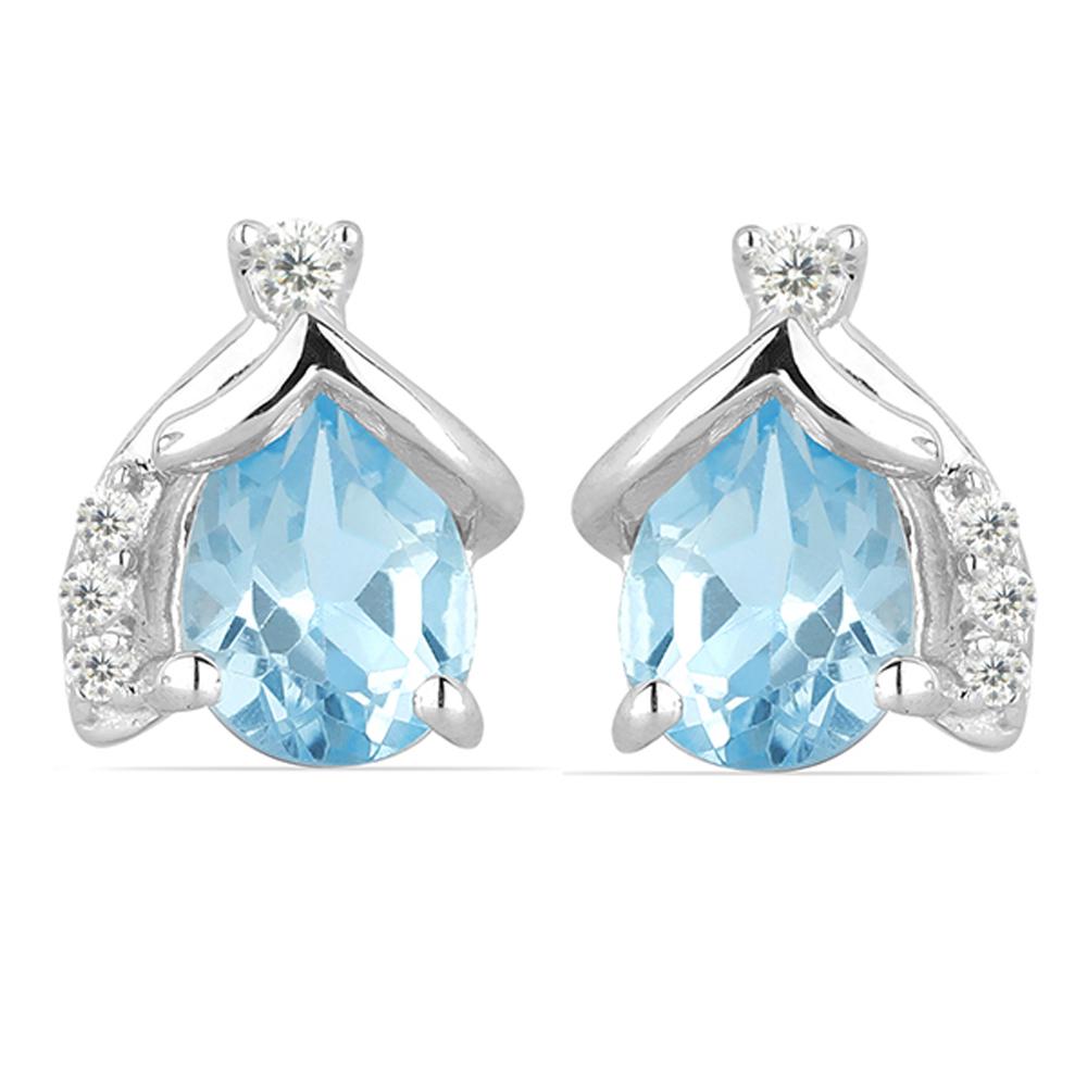 1.52ct Pear Swiss Blue Topaz 925 Silver Earrings (1 of 2)