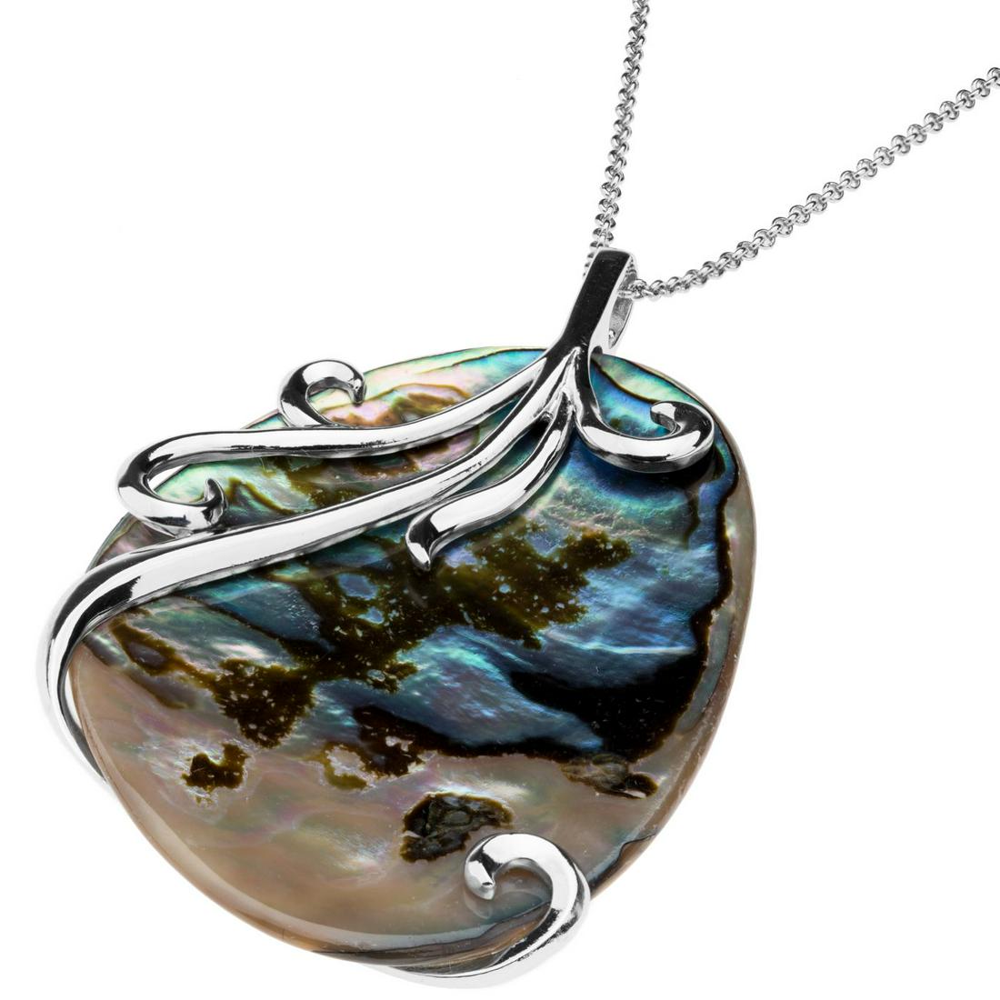 Sterling Silver Abalone Overlay Pendant w/Chain (1 of 3)