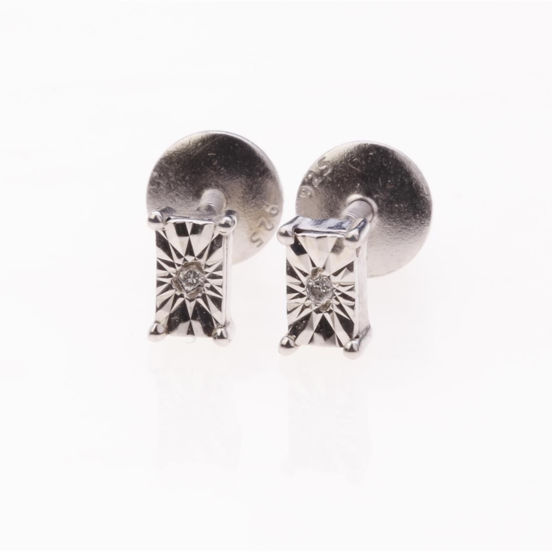 Rectangle Illusion Setting Diamond Stud Earrings (1 of 1)