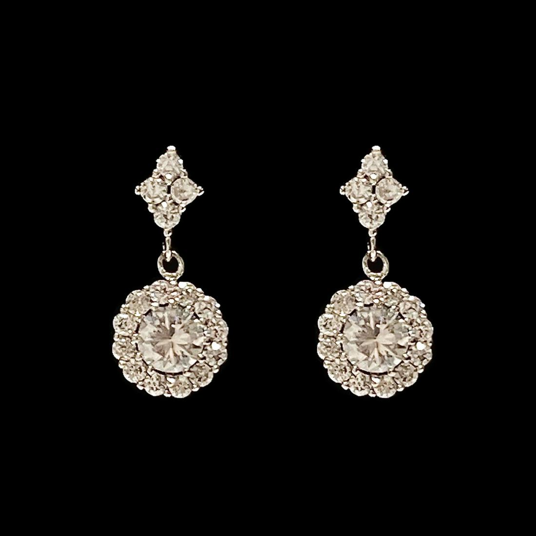 Silvertone White CZ Dangle Earrings (1 of 1)