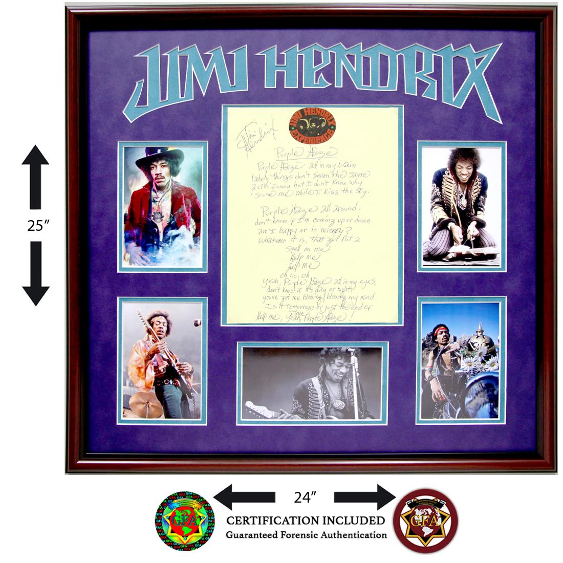 Jimi Hendrix Signed Lyrics "Purple Haze": Jimi Hendrix (November 27, 1942 – September 18, 1970). 8 ½ x 11 Jimi Hendrix signed and handwritten lyrics for . Jimi Hendrix exploded our idea of what rock music could be: He manipulated t