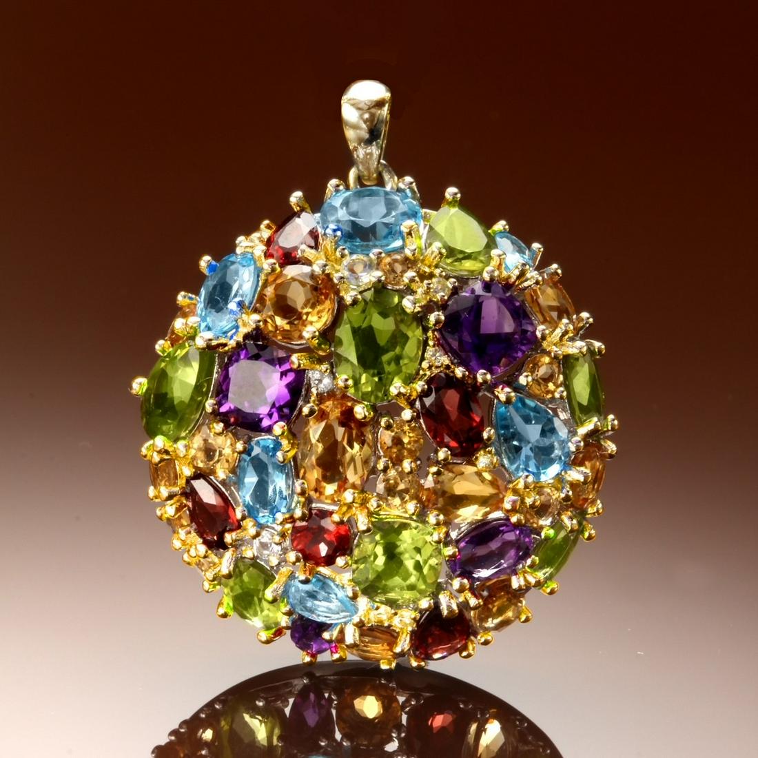 14K Over Silver Multi Gemstone Pendant (1 of 1)