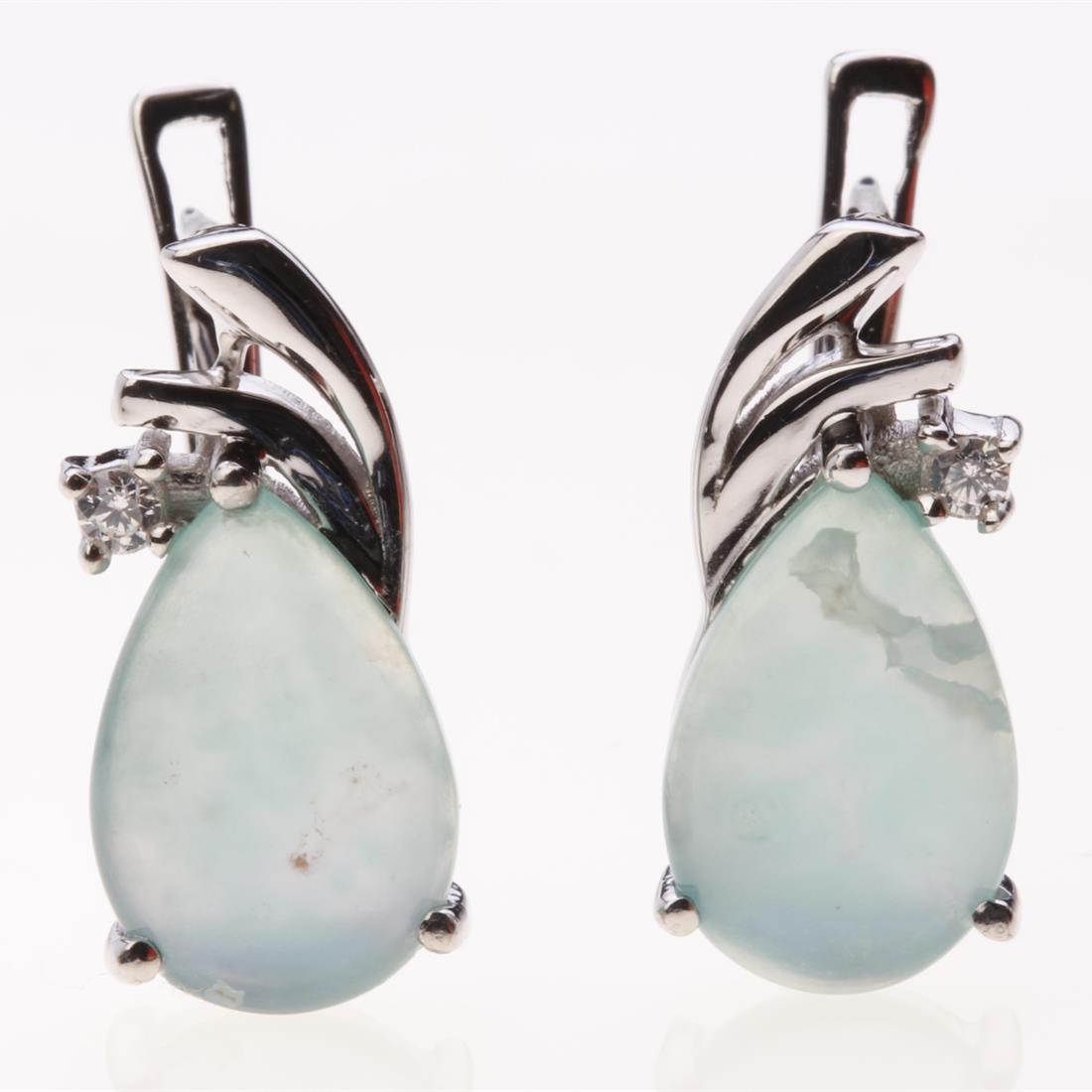 Pear Shape Aquaprase Zircon Silver Earrings (1 of 2)