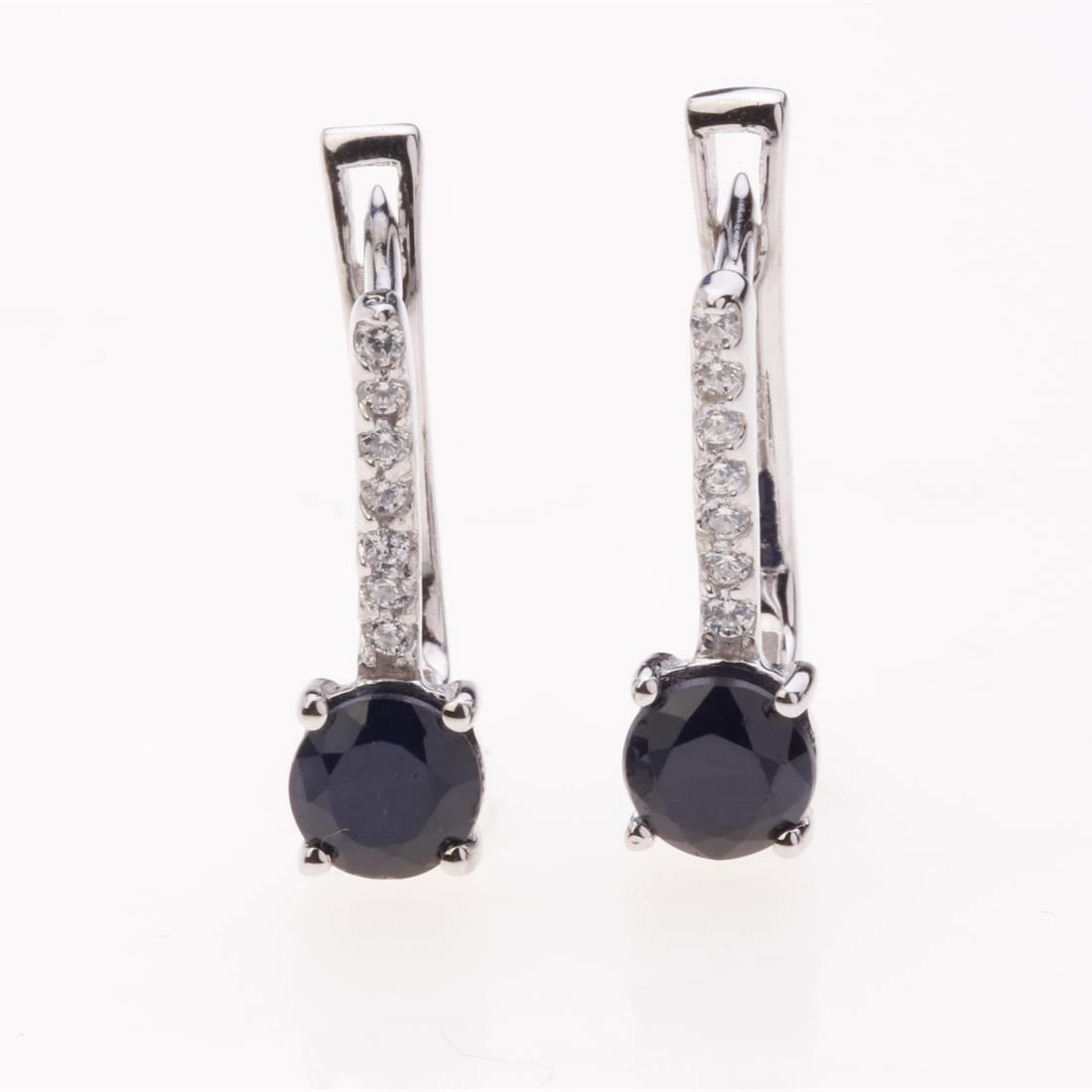 Dark Sapphire & Zircon Sterling Silver Earrings (1 of 2)