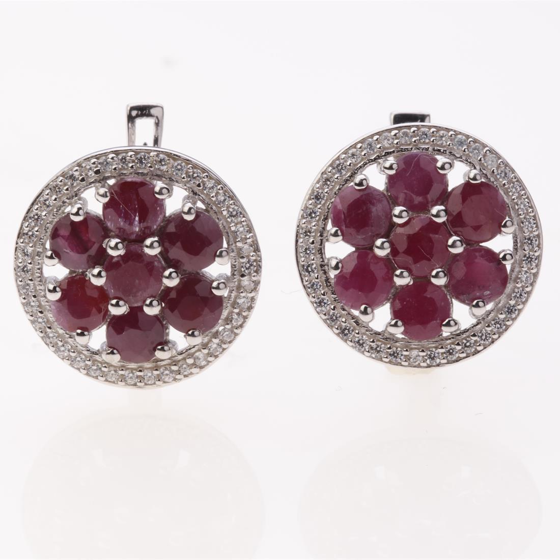 Indian Ruby Cluster Zircon Latchback Earrings (1 of 2)