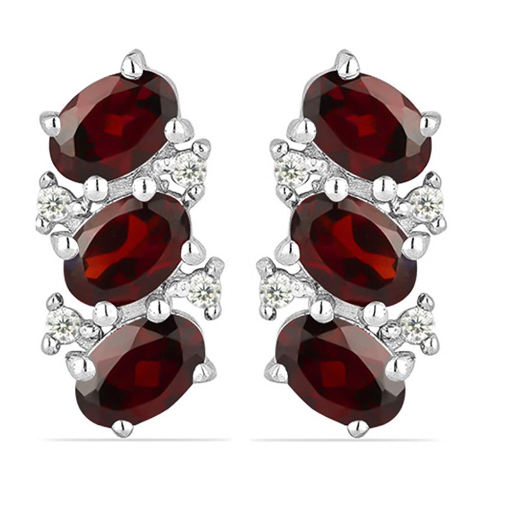 3.73ctGarnet 925 S.Silver Three Stone Earrings (1 of 2)