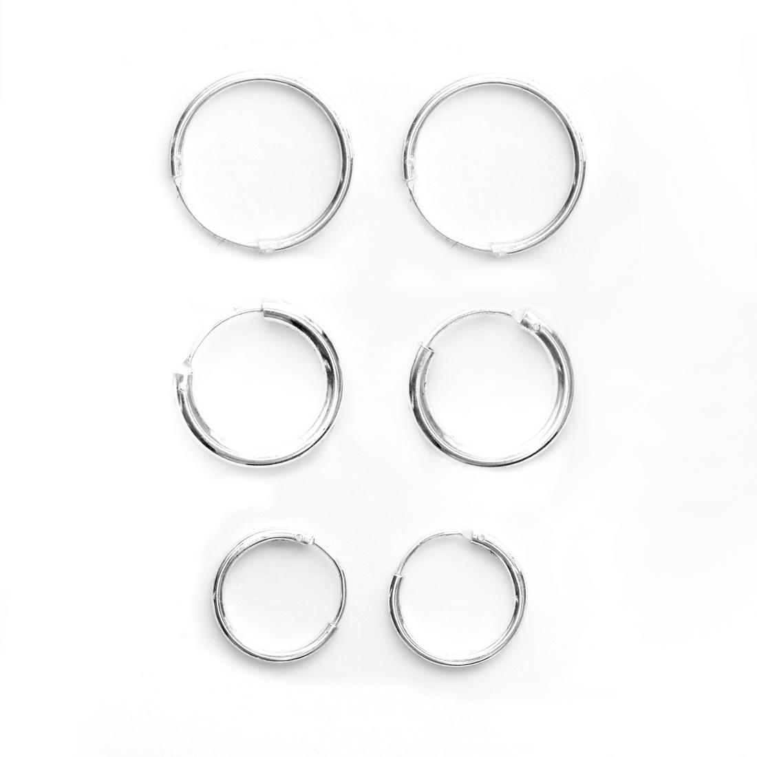 3 pairs Set Small Hoop Sterling Silver Earrings (1 of 1)