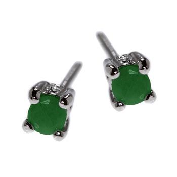 Sterling Silver Emerald Stud Earrings (1 of 1)