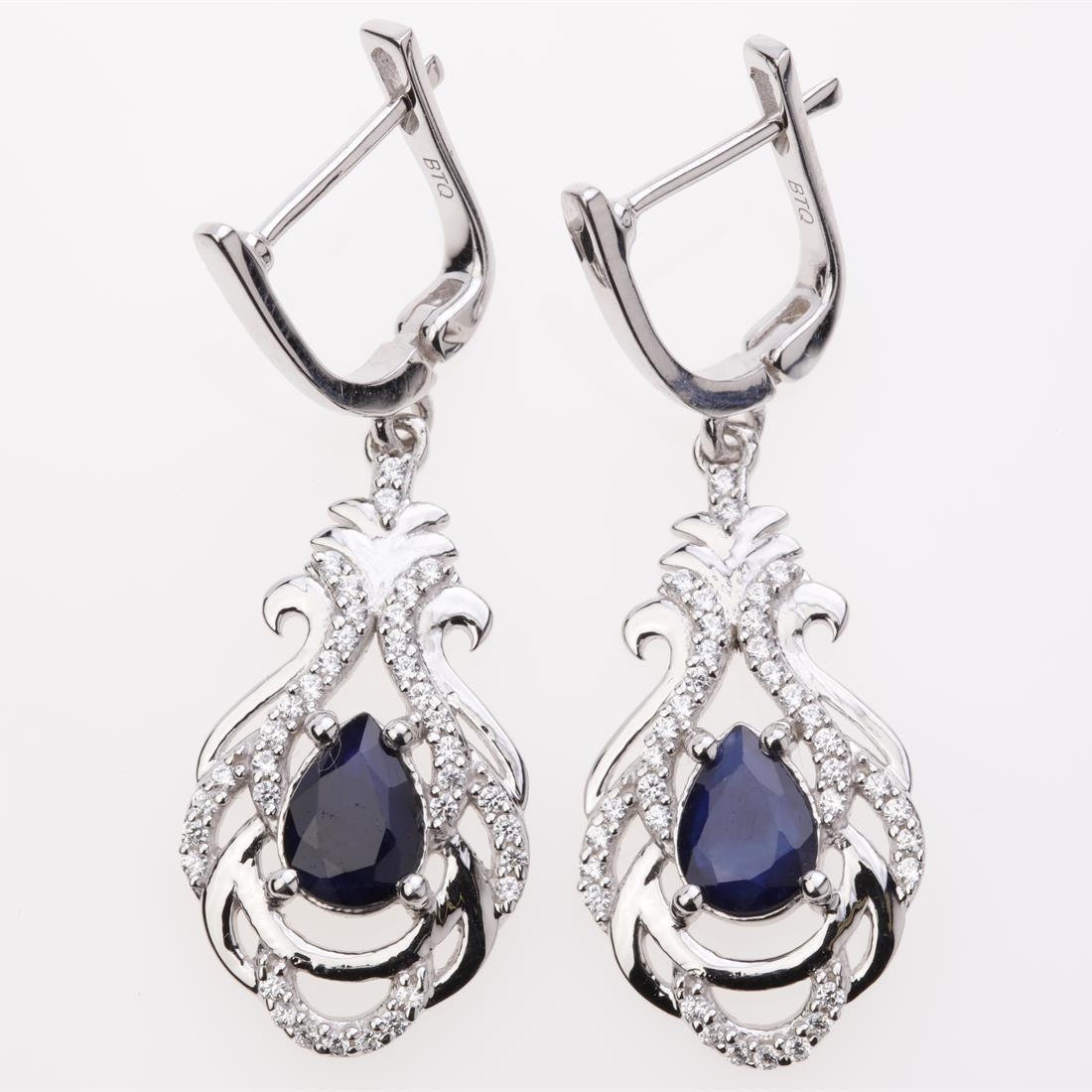 Sterling Silver Sapphire & Zircon  Earrings (1 of 2)