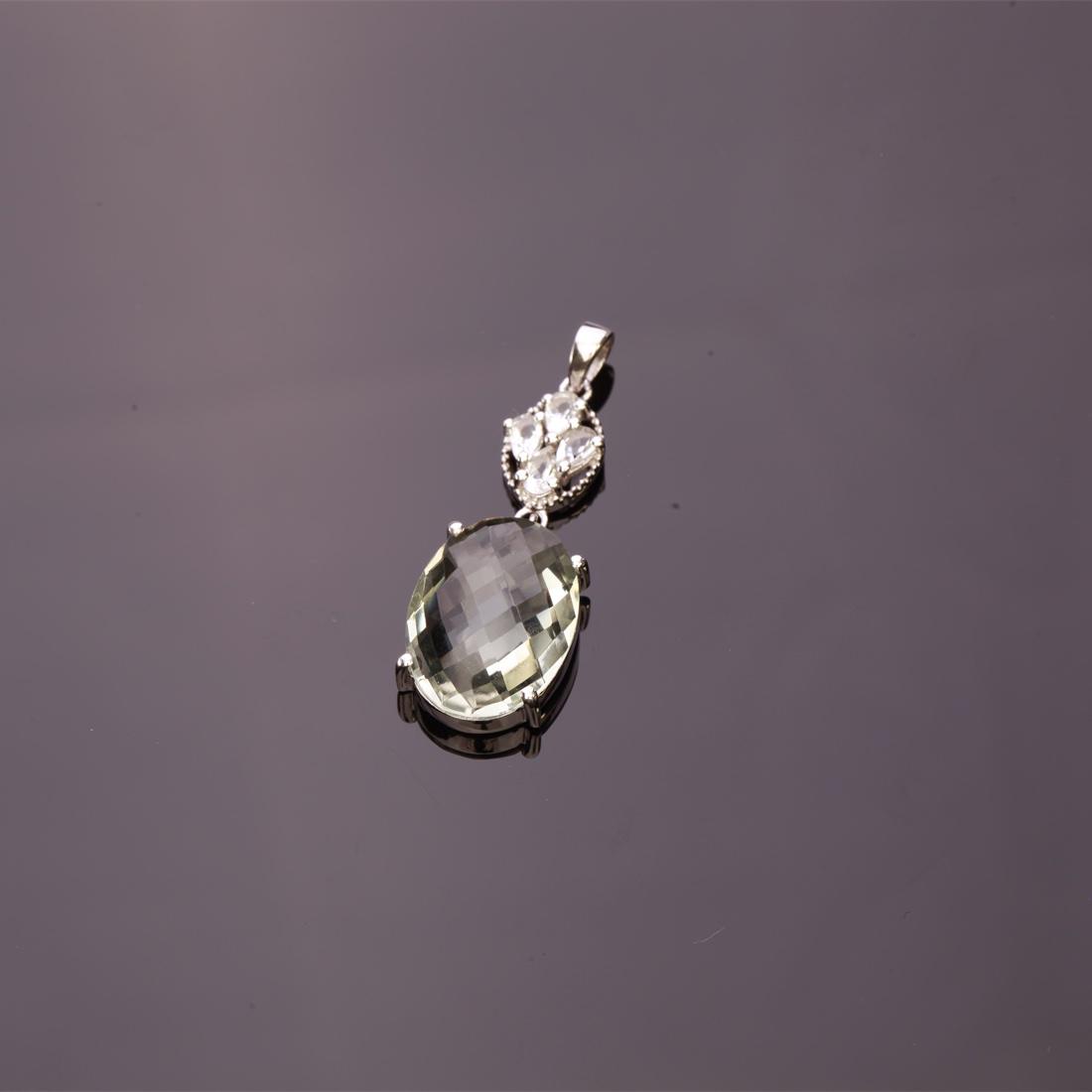 Sterling Slv Checkerboard Green Amethyst Pendant (1 of 3)