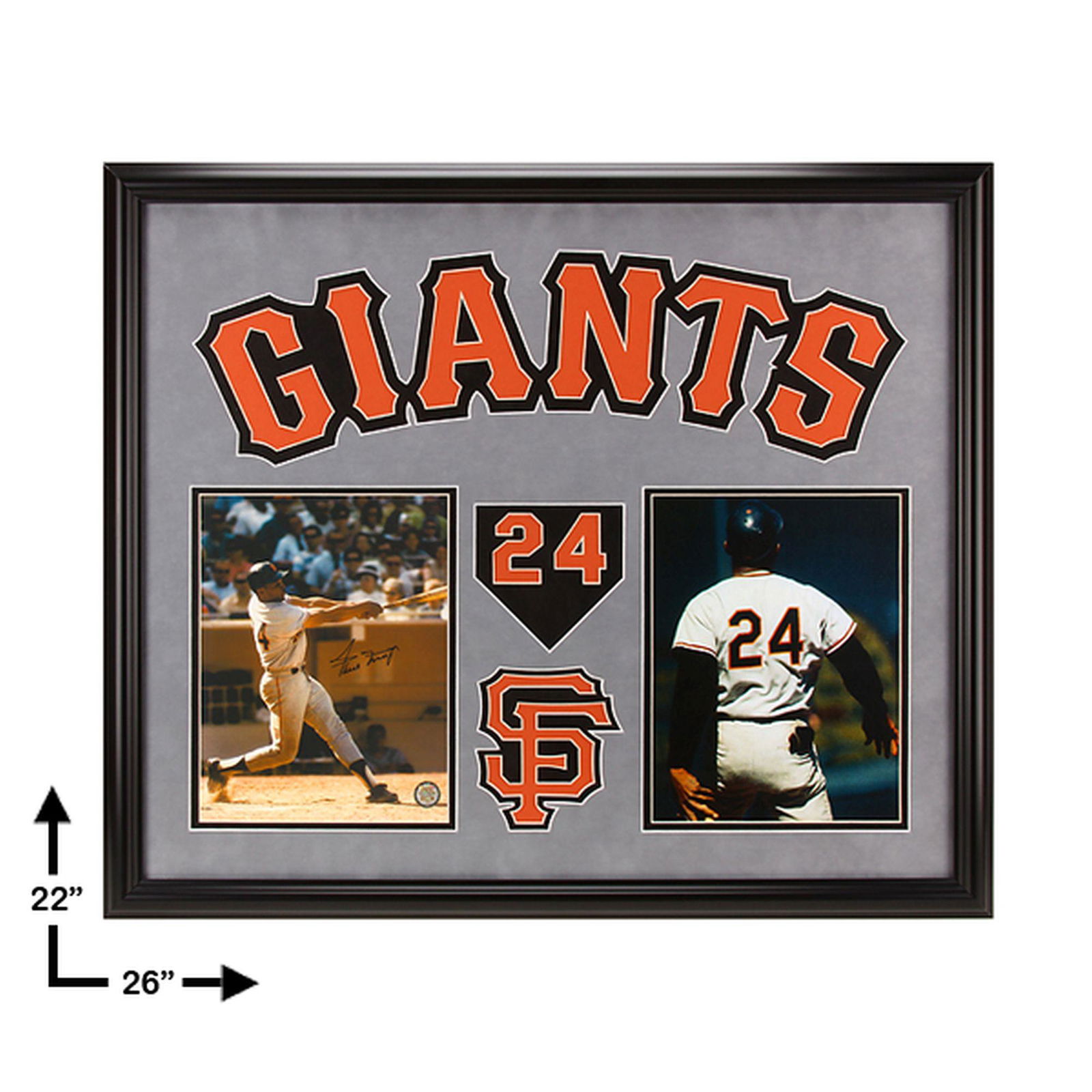 Willie Mays Signed San Francisco Giants Framed: This is a beautifully designed 24x20 custom framed and original Willie Mays Autographed picture. This piece comes with a Certificate of Authenticity attached to the back.