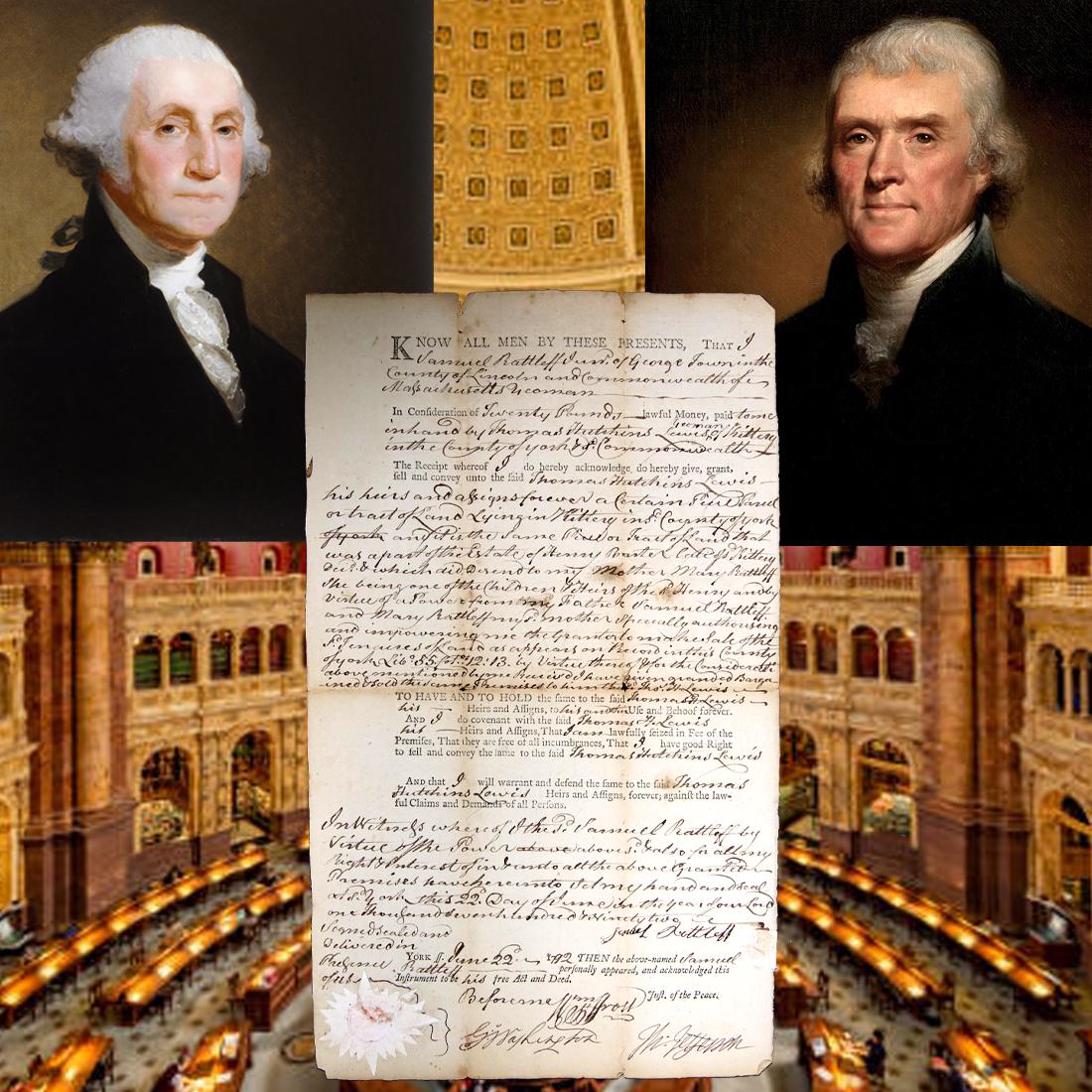 George Washington & Thomas Jefferson Signed Deed: George Washington & Thomas Jefferson signed Full Indenture Deed document dated 1791. George Washington (February 22, 1732 - December 14, 1799) Thomas Jefferson (April 13, 1743 – July 4, 1826) Ge
