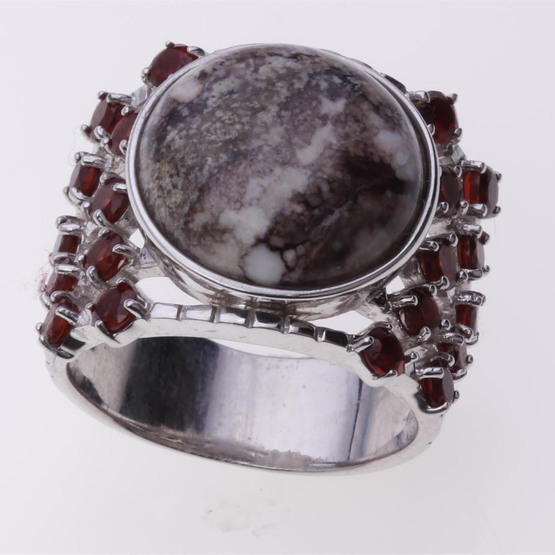 Sterling Silver Wild Horse & Garnet Ring-SZ 9 (1 of 3)