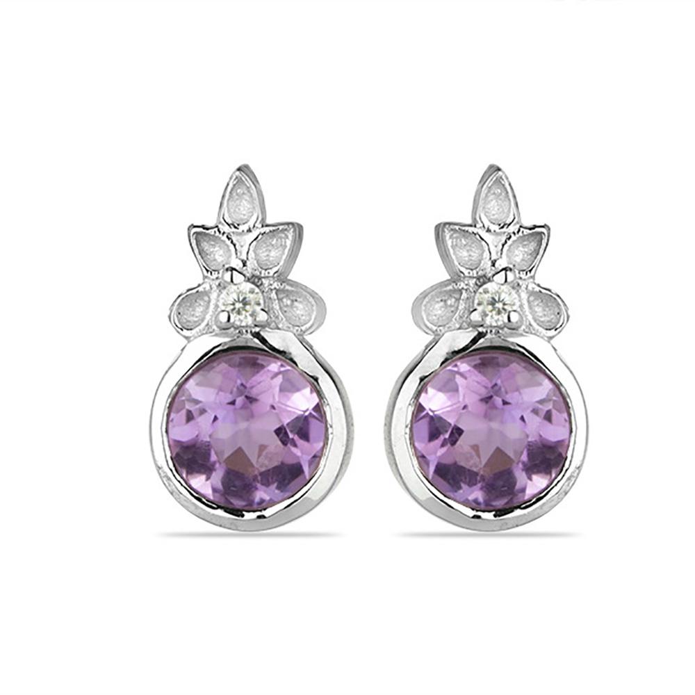 2.42ct Brazilian Amethyst 925 Bezel Set Earrings (1 of 2)