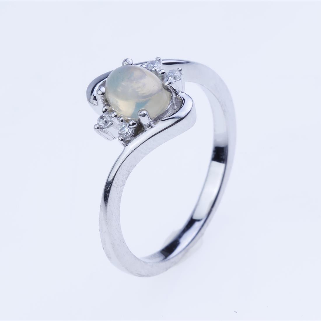 Size 8.5 Ethopian Opal & Zircon Sterling Slv Ring (1 of 2)
