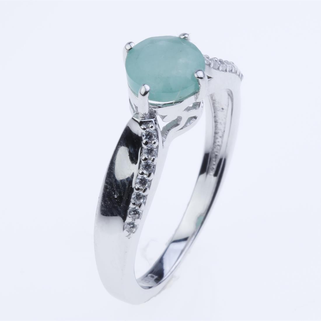 Size 6.5 Emerald & Zircon Sterling Silver Ring (1 of 2)