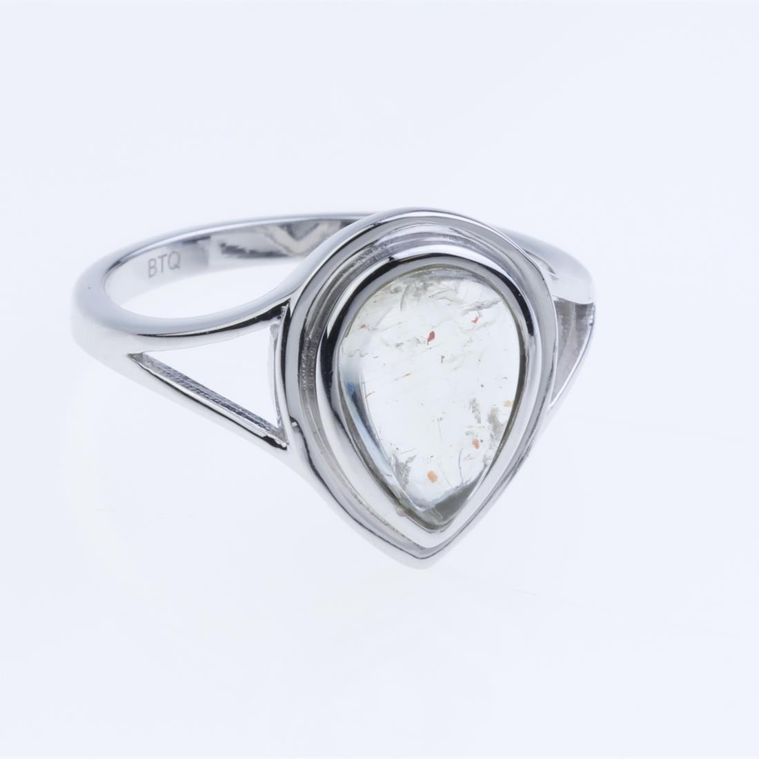 Size 7 Pear Shape Green Sunstone Silver Ring (1 of 2)