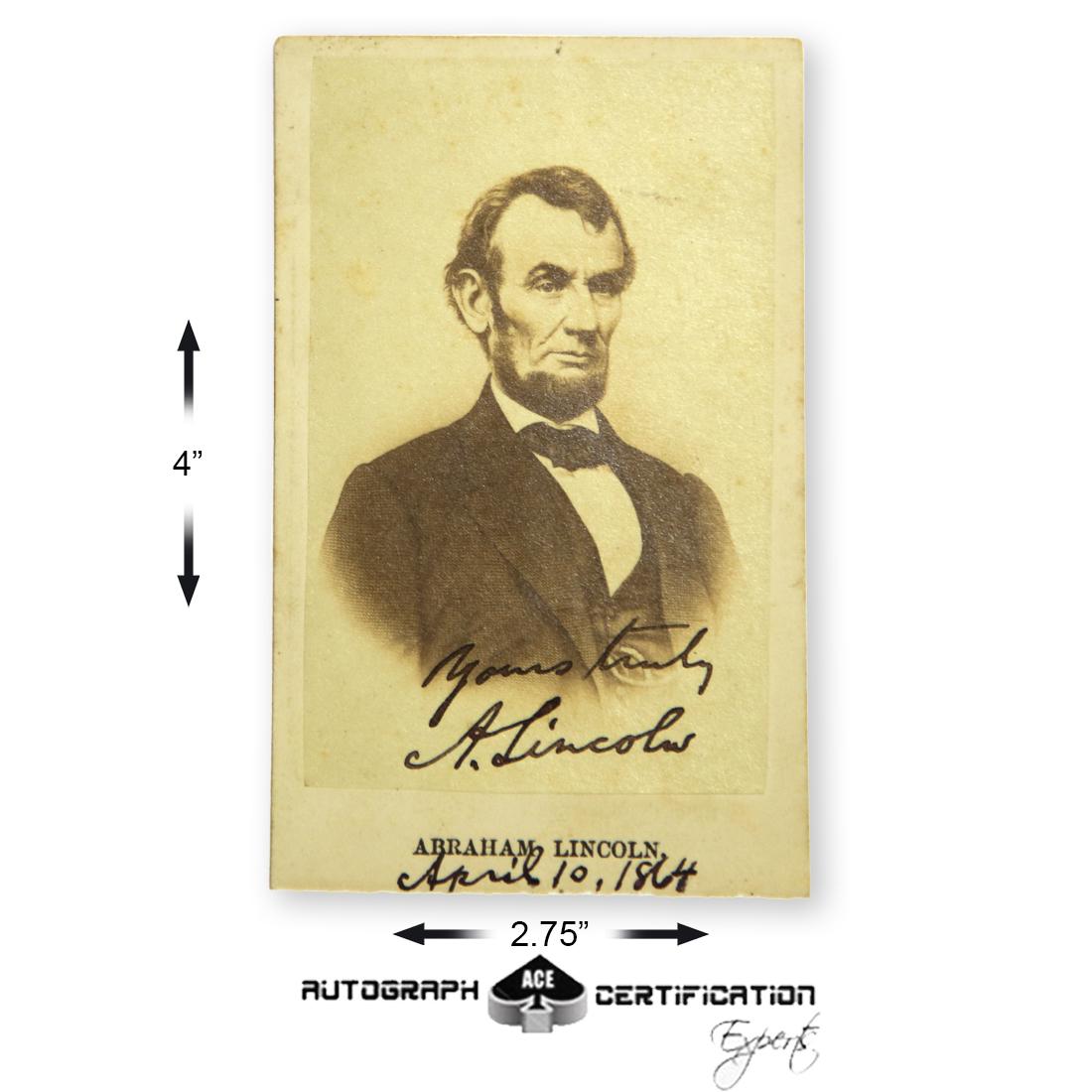 Abraham Lincoln Signed CDV Dated April 10, 1864 (1 of 4)