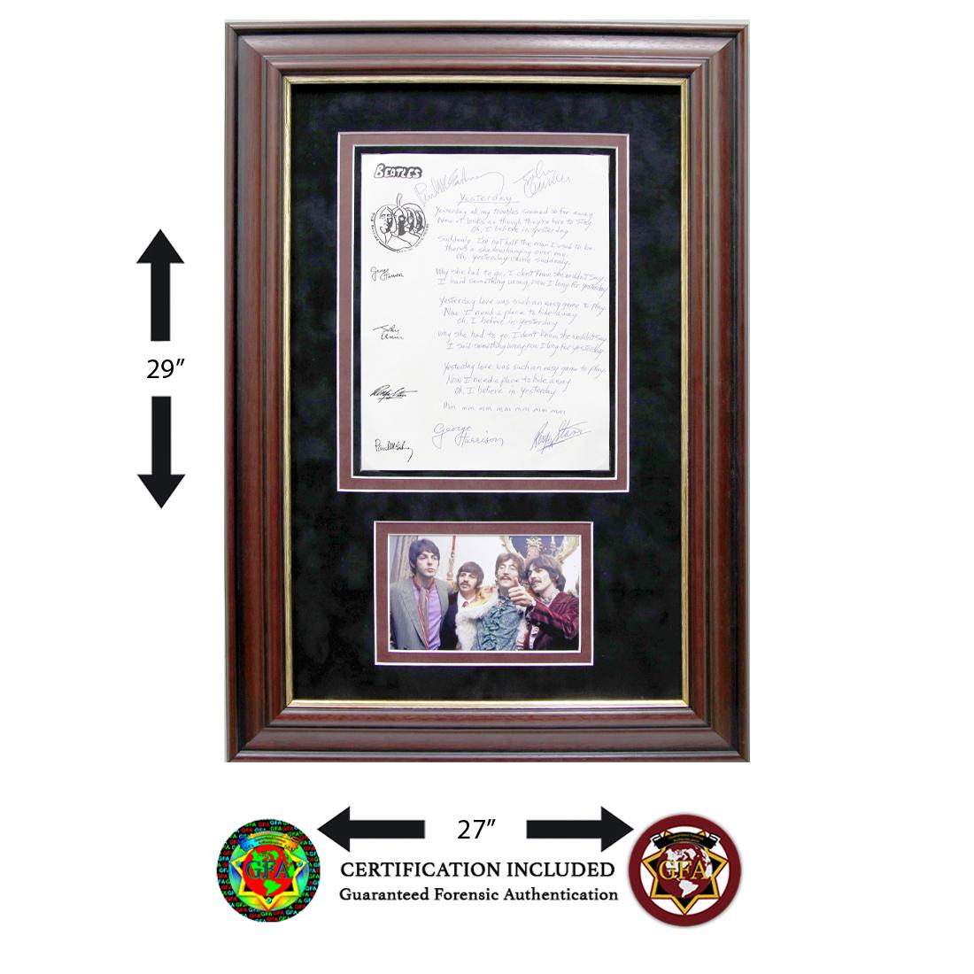 Beatles Signed Handwritten Lyrics "Yesterday" (1 of 3)