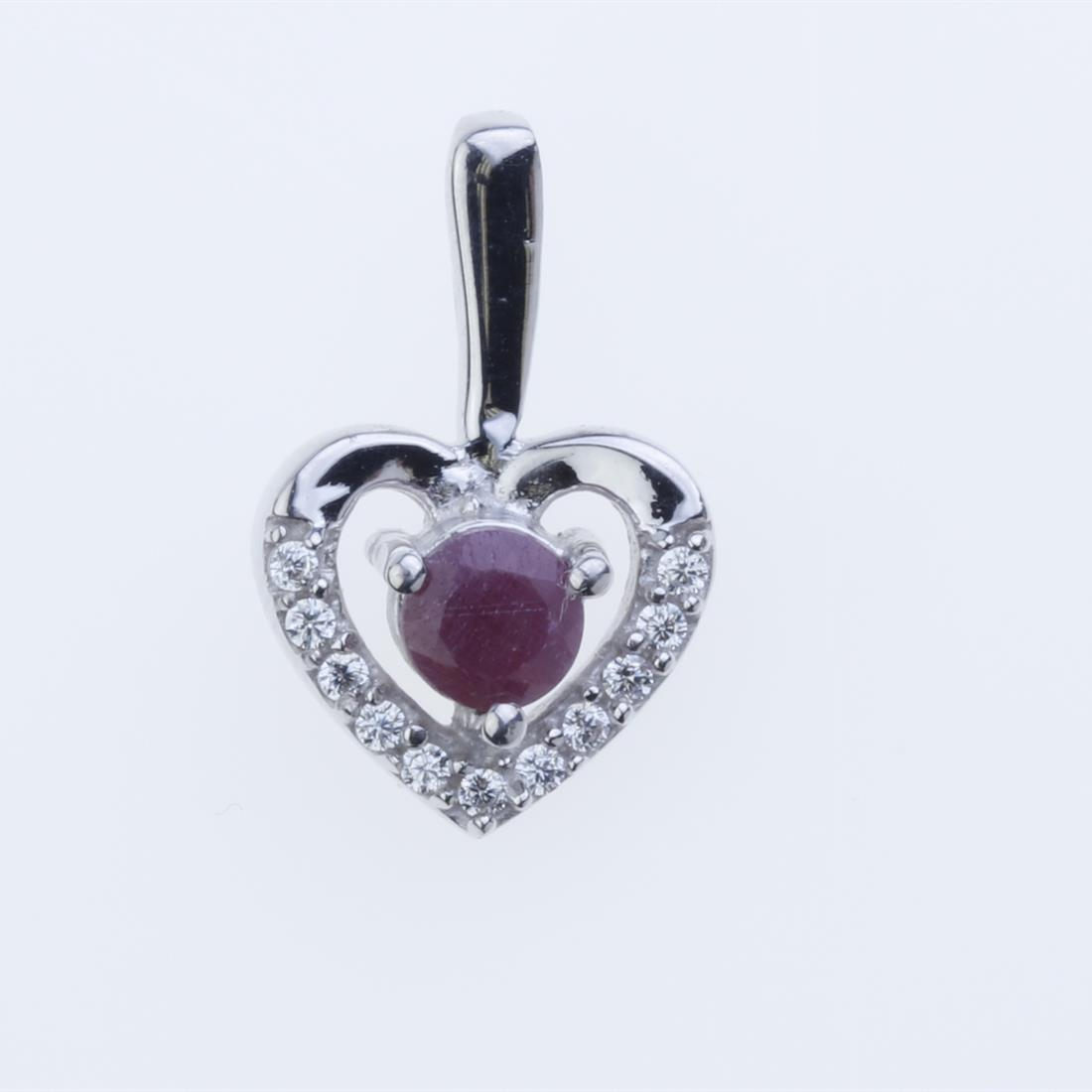 Heart Shape Indian Ruby & Zircon  Pendent . (1 of 2)