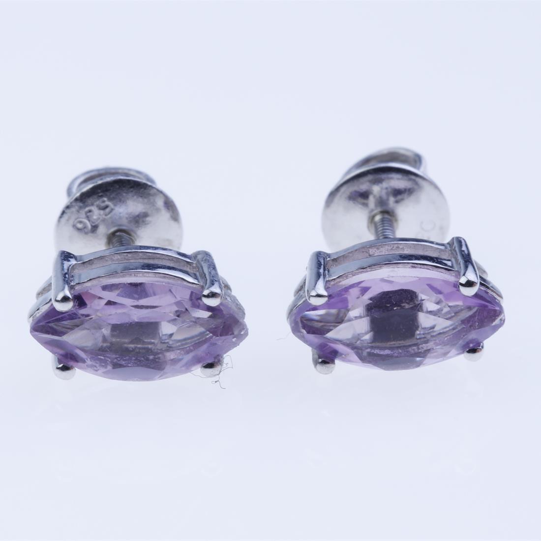 Sterling Silver Indian Ruby&White Zircon Earrings (1 of 2)