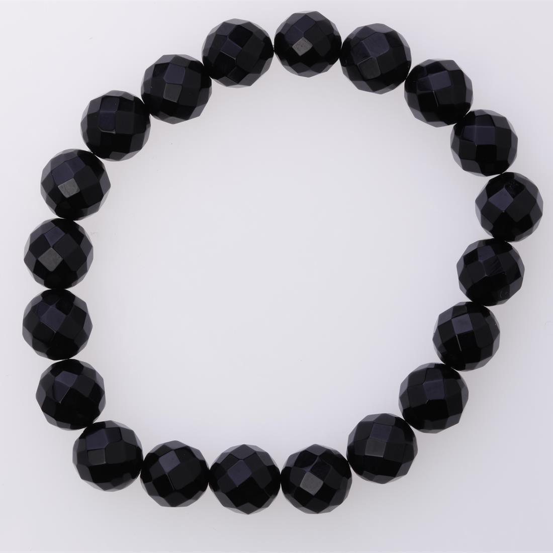 10 Mm Faceted Black Agate Stretch Bracelet (1 of 3)