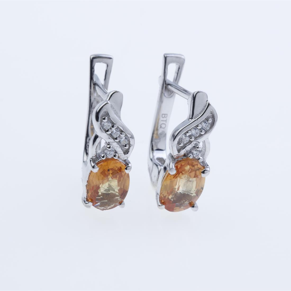 Orange Sapphire & Zircon Sterling Silver Earrings (1 of 2)