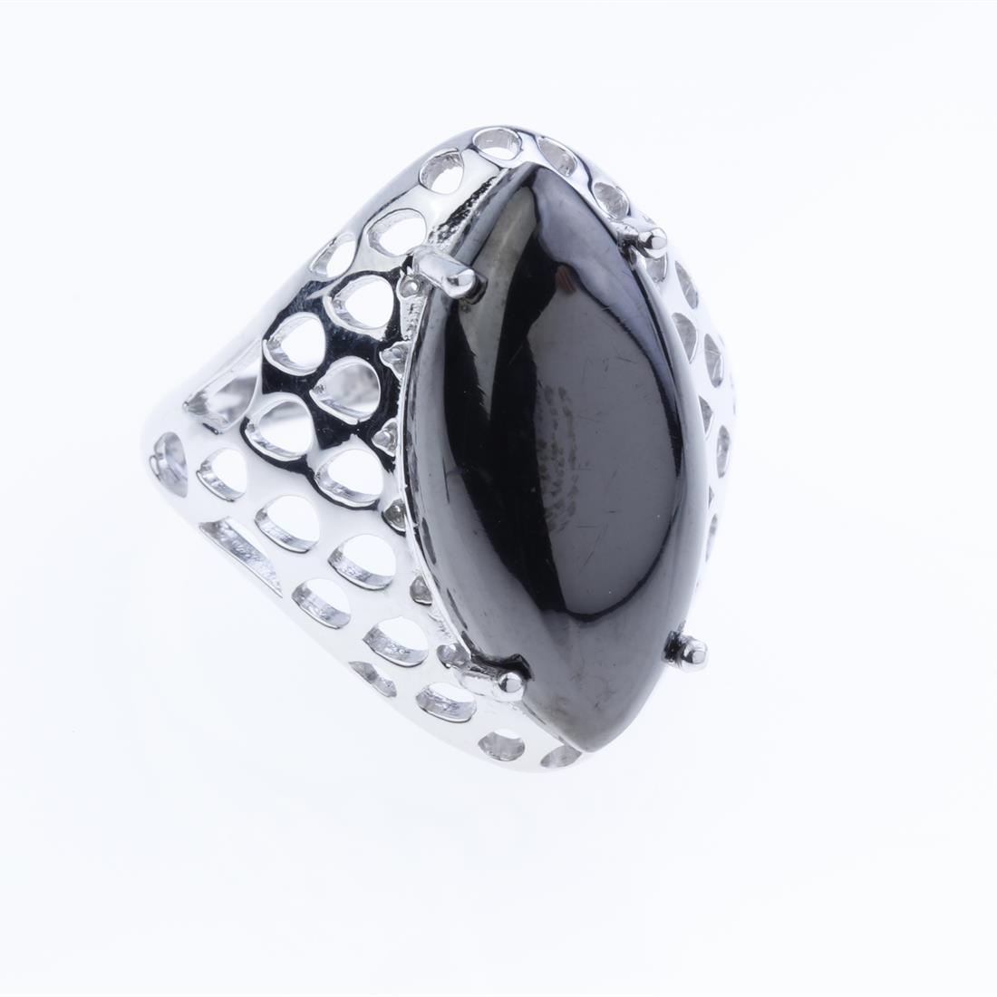 Size 7.5 20X10Mm Marquise Shungite Sterling Ring (1 of 2)