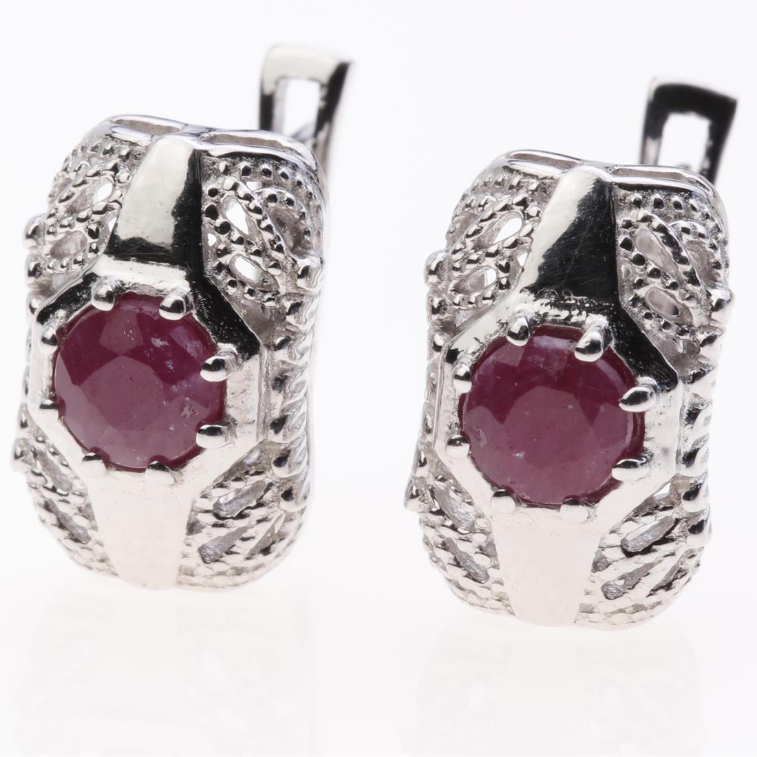 Sterling Silver Indian Ruby Latchback Earrings (1 of 2)