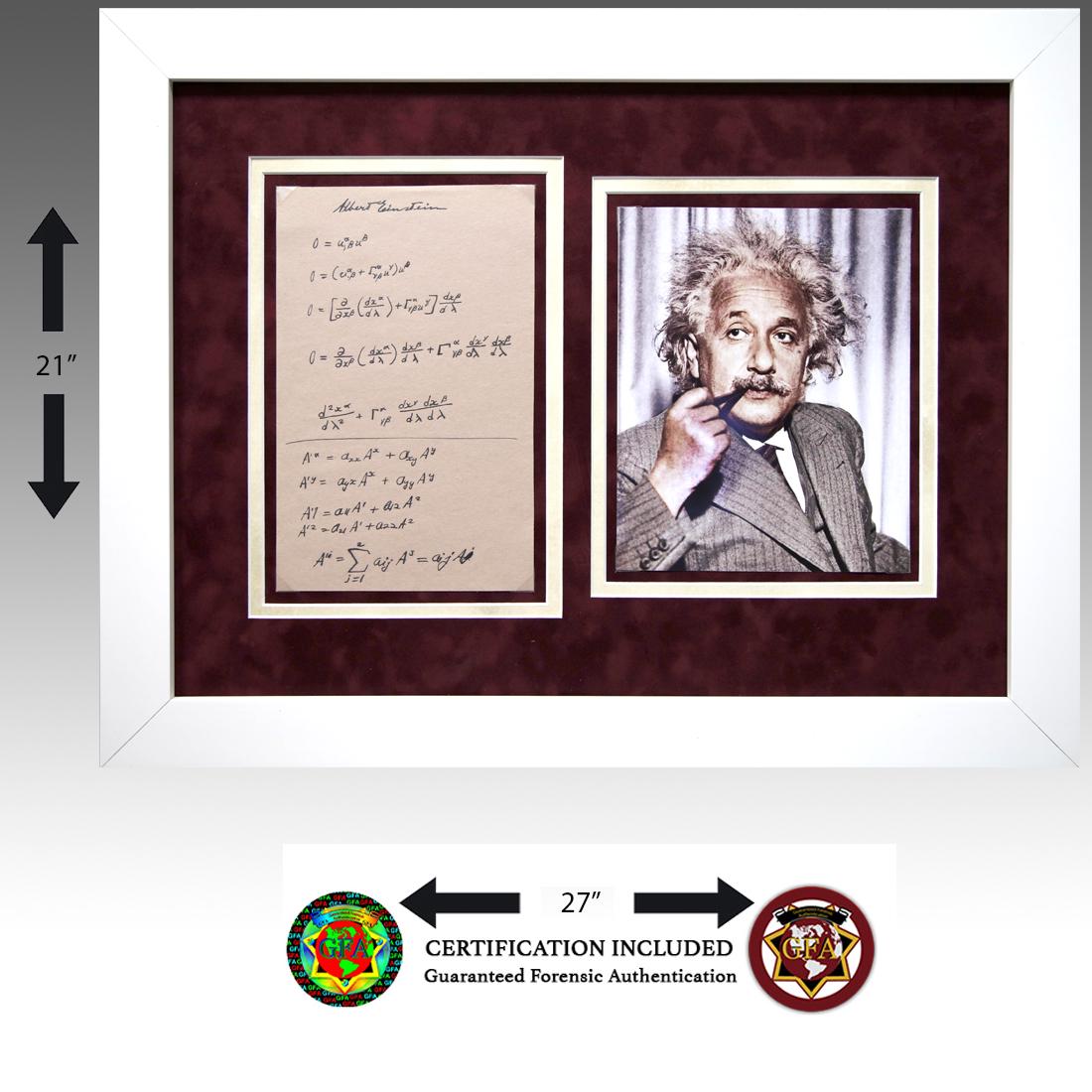 Albert Einstein Signed Handwritten Equation Sheet: Albert Einstein (1879 - 1955), signed 6.75 x 10.75 Equation Page. A Boldly signed autograph in black ink of the Nobel Prize laureate, with his theory of kinetic energy. Albert Einstein was a German ma