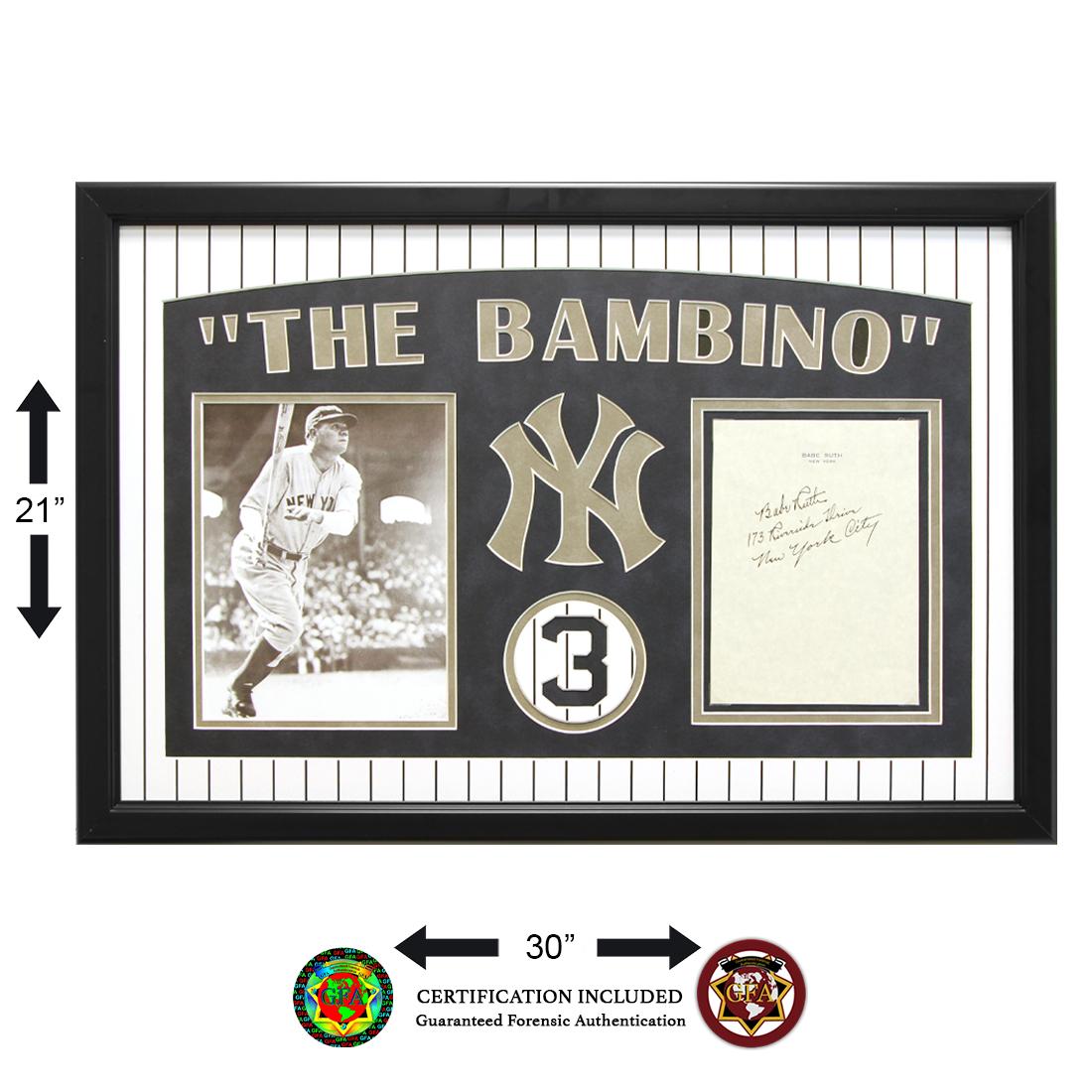 Babe Ruth New York Yankees Signed Stationery: Babe Ruth (February 6, 1895 – August 16, 1948) 3.75 X 4.75 Babe Ruth signed Stationery. Signed diagonally across the upper half of the stationery and inscribed with address, ‘173 Riverside