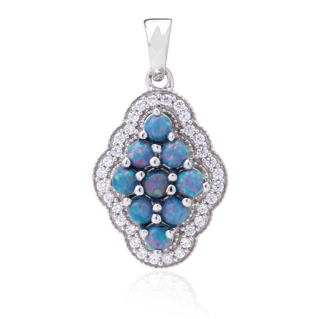 Sterling Syn Marine Blue Opal Zircon Pendant (1 of 2)