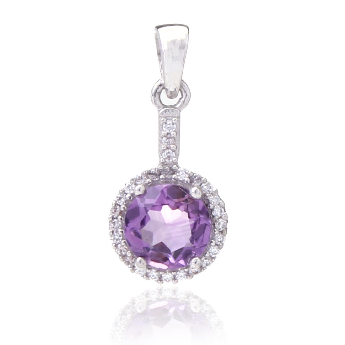 Sterling African Amethyst Halo Pendant (1 of 2)