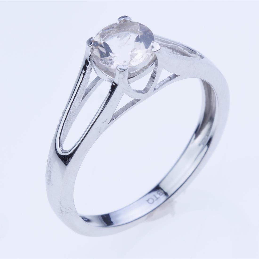 Size 8.5 Morganite Cathedral Setting Silver Ring (1 of 2)